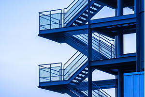Modern blue exterior staircase, an Architecture Photo by Lermont51