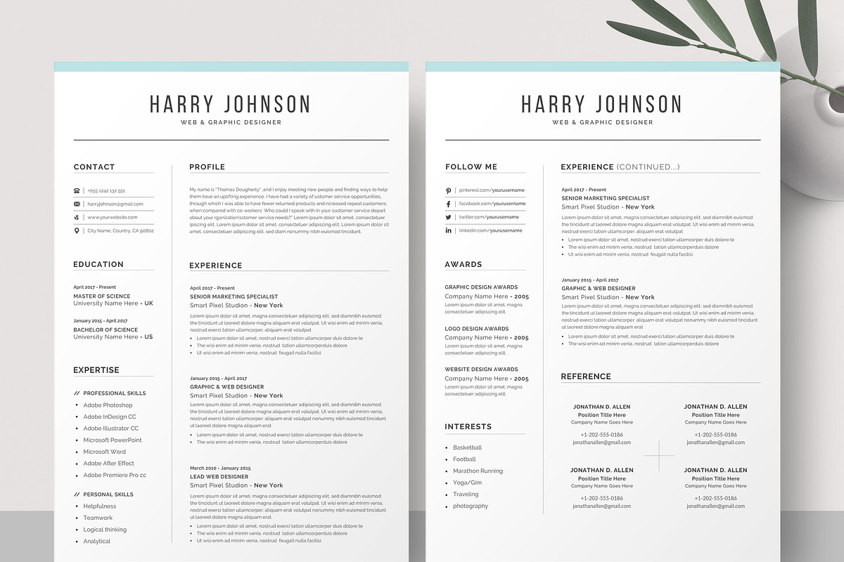 Resume/CV Template | Canva & Word, a Resume Template by CreativeZoom (Photo 2 of 9)