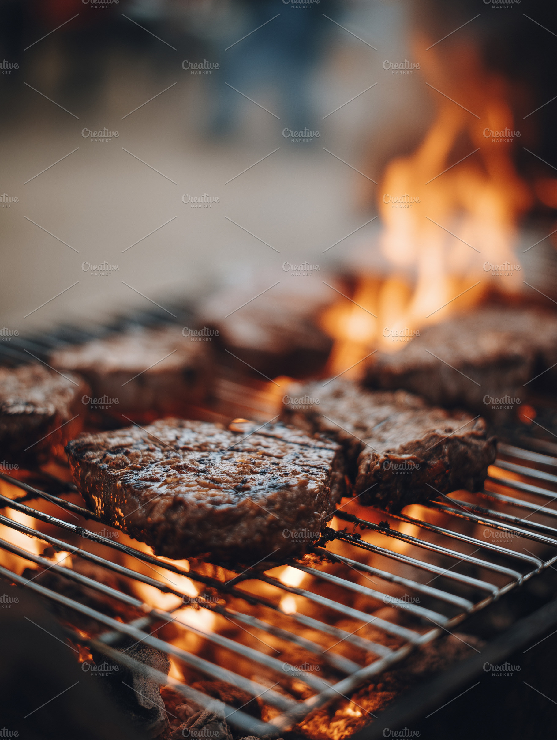 Juicy beef steaks grilling over open, a Food & Drink Photo by MistyDay