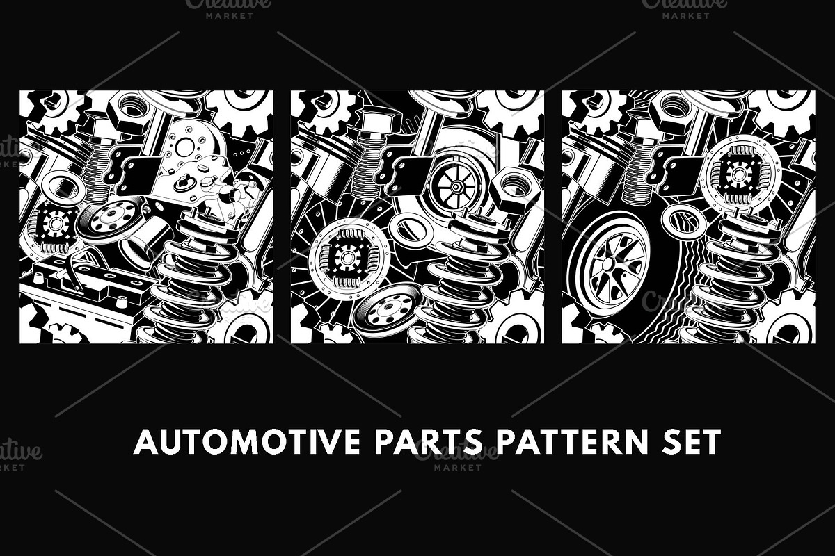 Automotive Parts Pattern Set, a Pattern Graphic by sivVector (Photo 1 of 4)