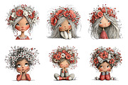Whimsical spring girls clipart, an Illustration by SinaCreation (Thumbnail 3 of 11)