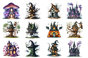 Watercolor Witch's Spooky House PNG, an Illustration by SinaCreation (Thumbnail 2 of 5)
