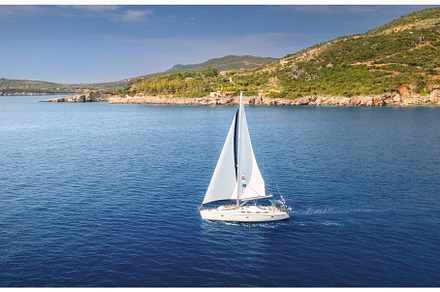 Aerial view of beautiful sail boat
