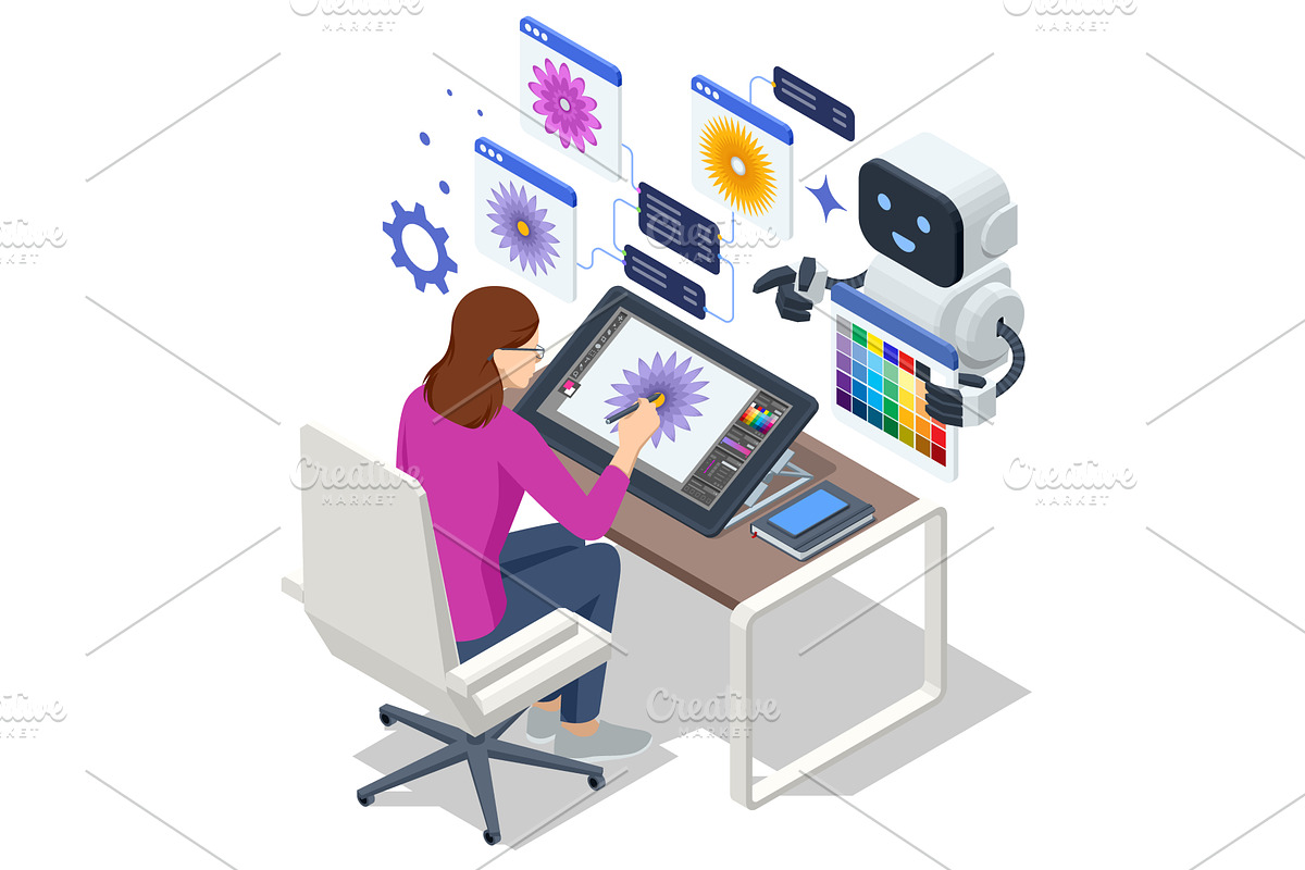 AI design assistant tablet, an Illustration by Golden Sikorka