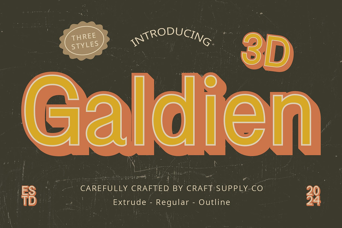 Galdien 3D, a Sans Serif Font by Craft Supply Co. (Photo 1 of 8)