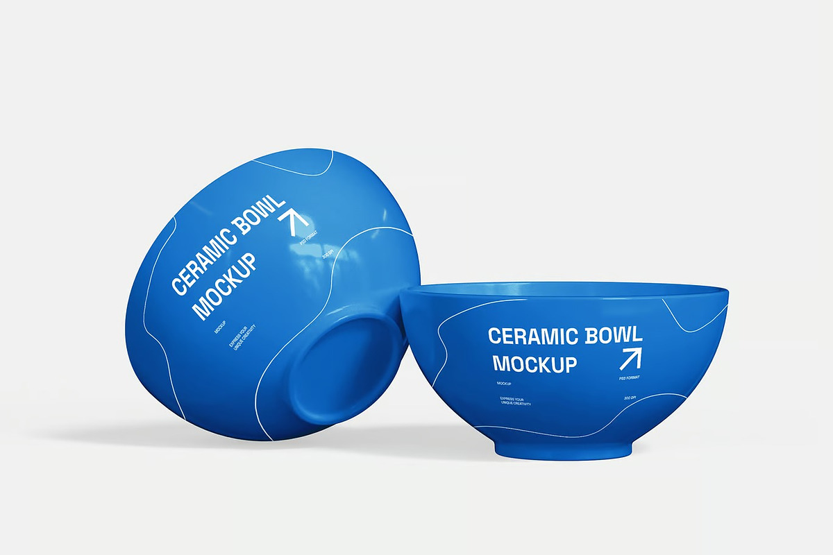 Round Ceramic Bowl Mockups, a Household Mockup by renderstockmarket (Photo 2 of 4)