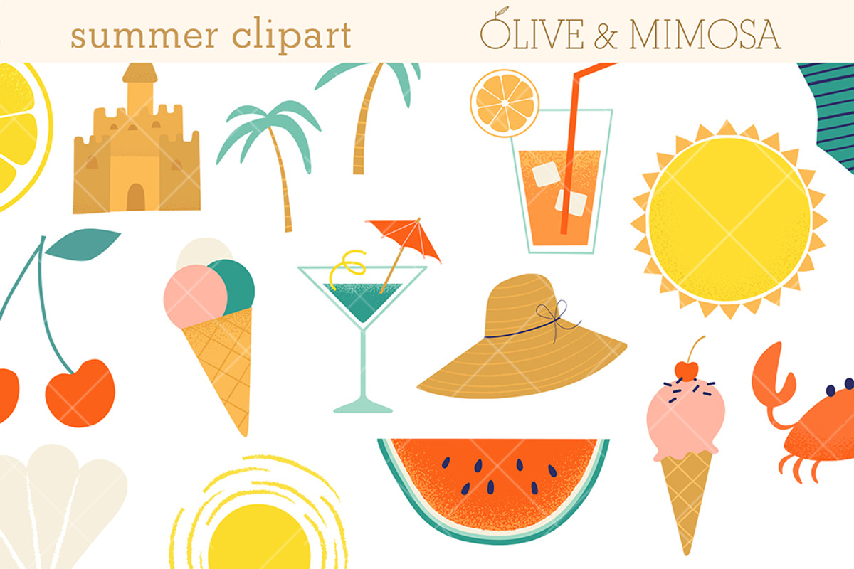 Summer Beach Clipart Set, a Food Illustration by Olive & Mimosa (Photo 2 of 2)
