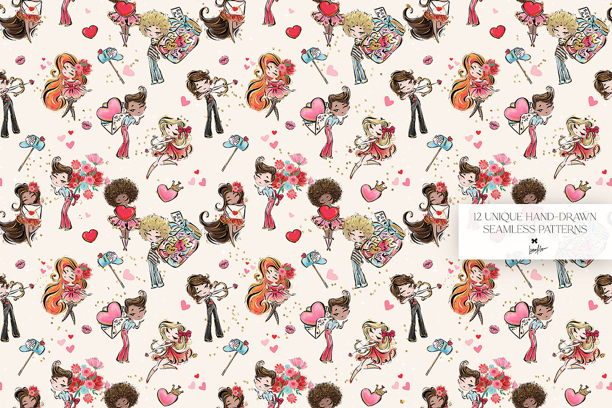 Valentine Doodles Seamless Patterns, a Pattern Graphic by KaramfilaS (Photo 18 of 19)
