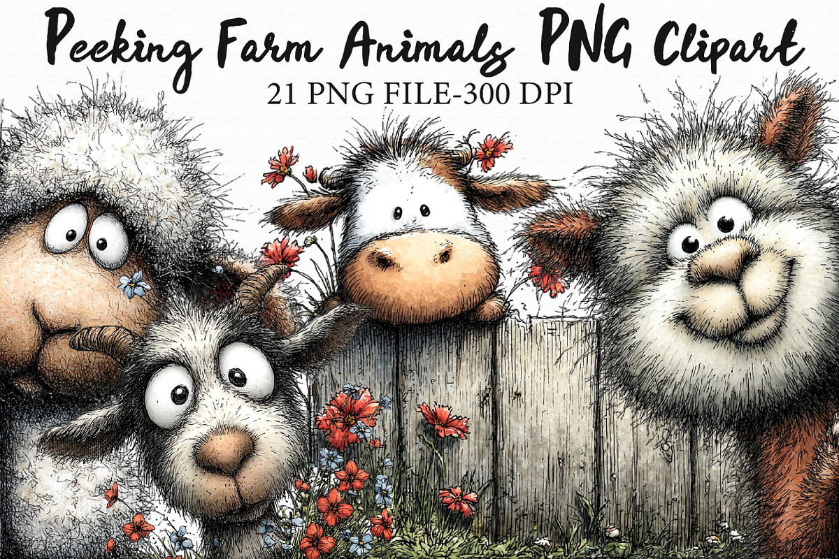 Peeking Farm Animals PNG Clipart, an Illustration by Libby Wishes (Photo 1 of 5)
