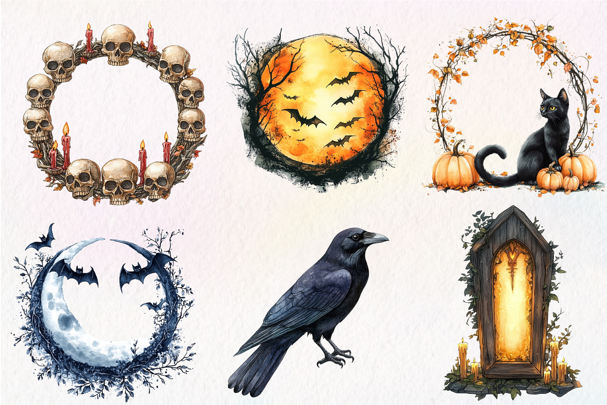 Spooky Halloween Frames Clipart, an Illustration by Dream Creation (Photo 3 of 6)