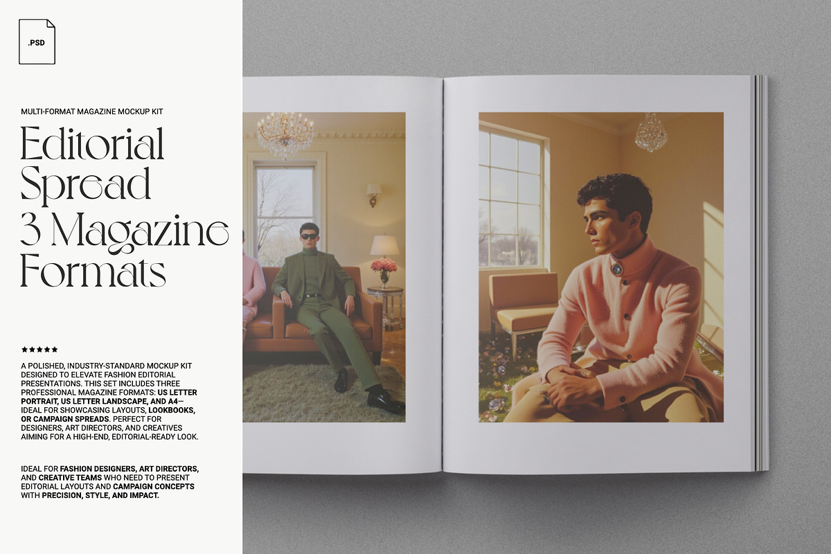 Fashion Magazine Spread, 3 Formats, a Mockup by ReAffirm (Photo 6 of 13)