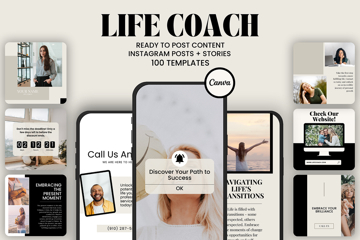 Life Coach Instagram Templates, a Social Media Template by EliteMatidi (Photo 1 of 9)