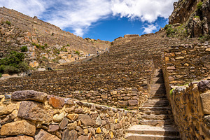 Panoramic view of the Inca fortress site Ollantaytambo in Peru, an Architecture Photo by GoodGoods