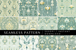 12 Sage And Lace Seamless Patterns