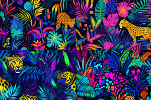 20 Seamless Neon Jungle Patterns