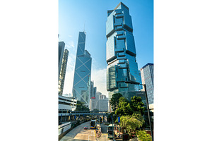 Skyscrapers in Admiralty along Queensway in Hong Kong City, an Architecture Photo by Leonid Andronov
