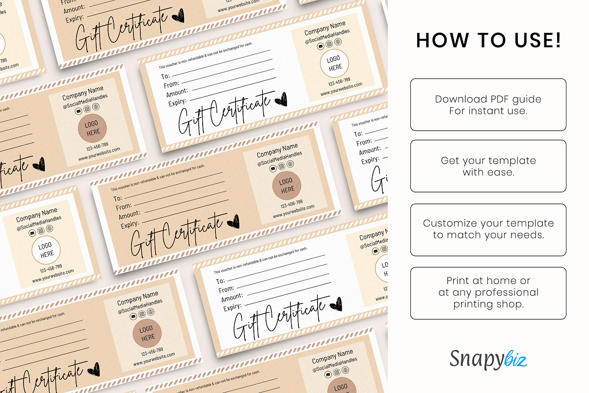 Editable Gift Card Canva Certificate, a Design Template by Snapybiz (Photo 10 of 10)