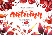 Autumn watercolor illustrations set, an Illustration by Color and Decor (Thumbnail 1 of 5)