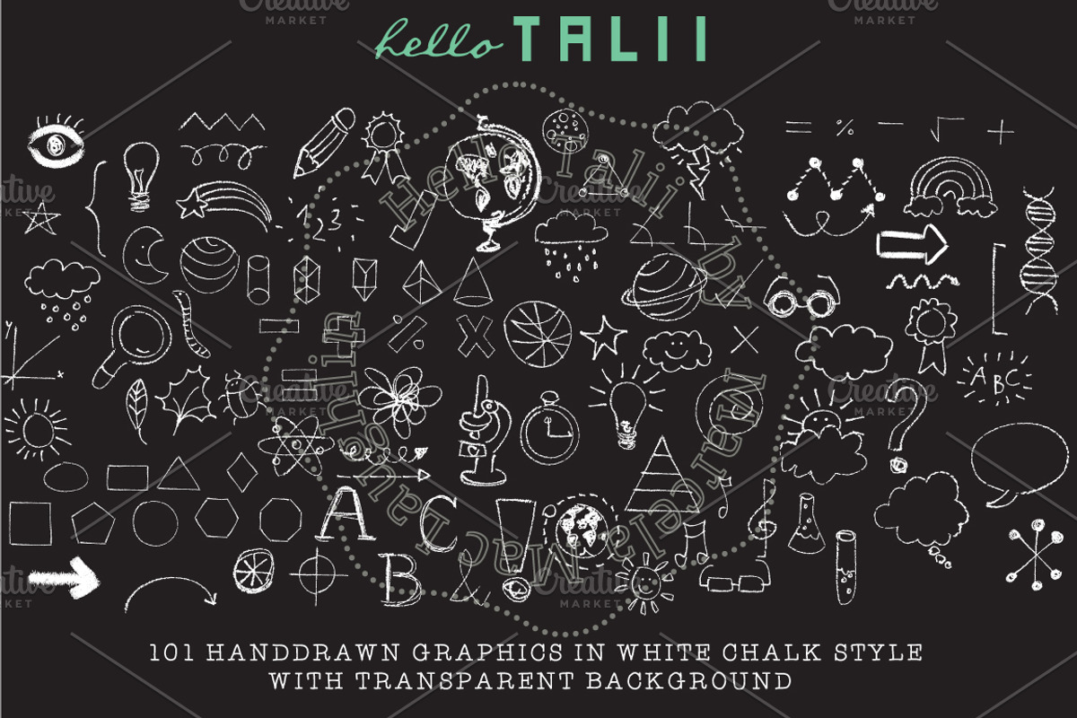 101 Back to School Chalk Doodles+JPG, an Education Illustration by Hello Talii (Photo 2 of 3)