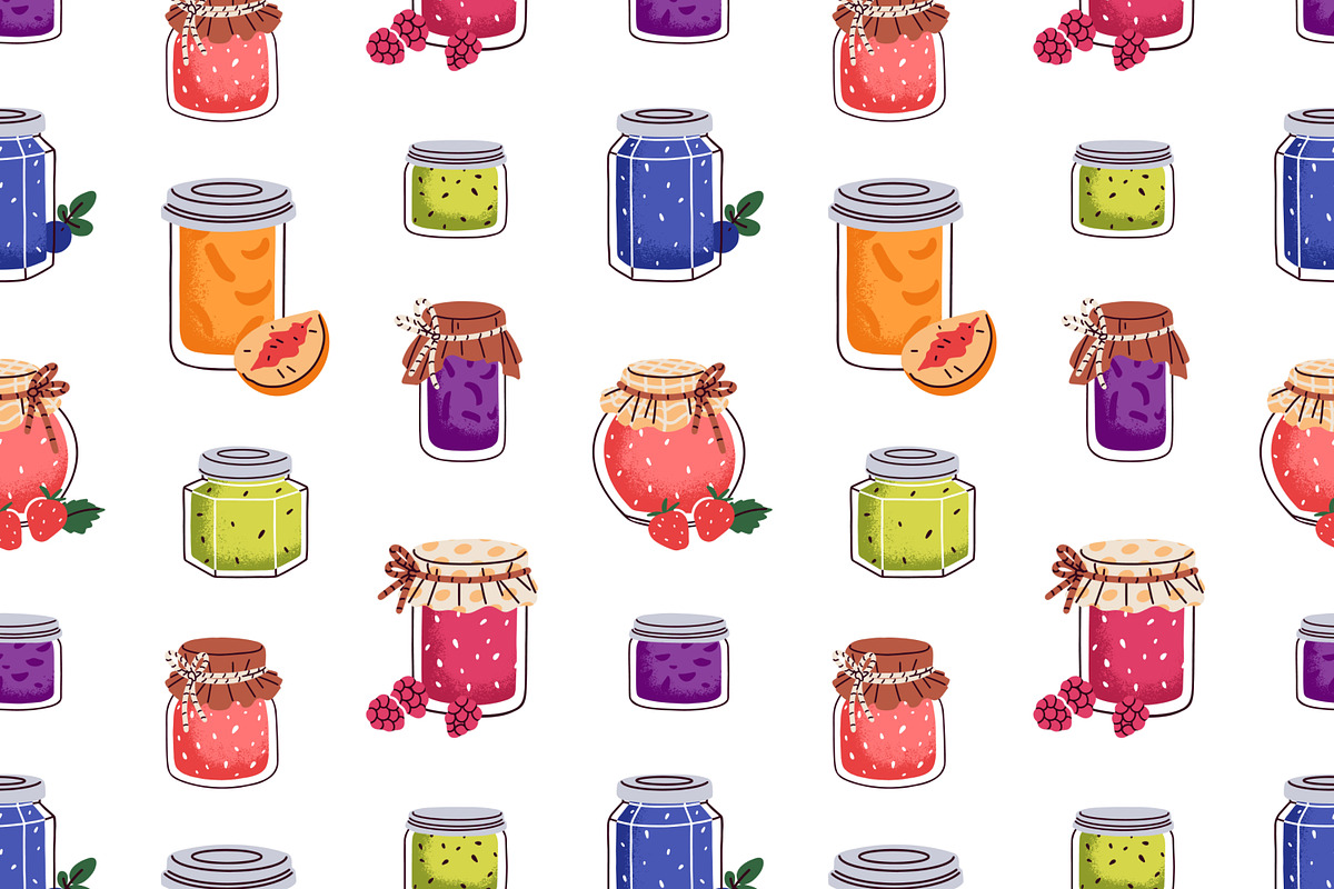 Sweet jam in jars, seamless patterns, a Pattern Graphic by Good Studio (Photo 3 of 9)