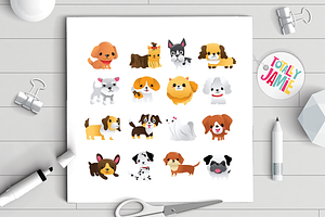 Super Cute Cartoon Puppies Set