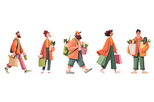 People carrying bags. Woman man in, a Person Illustration by Stock-Smart-Start