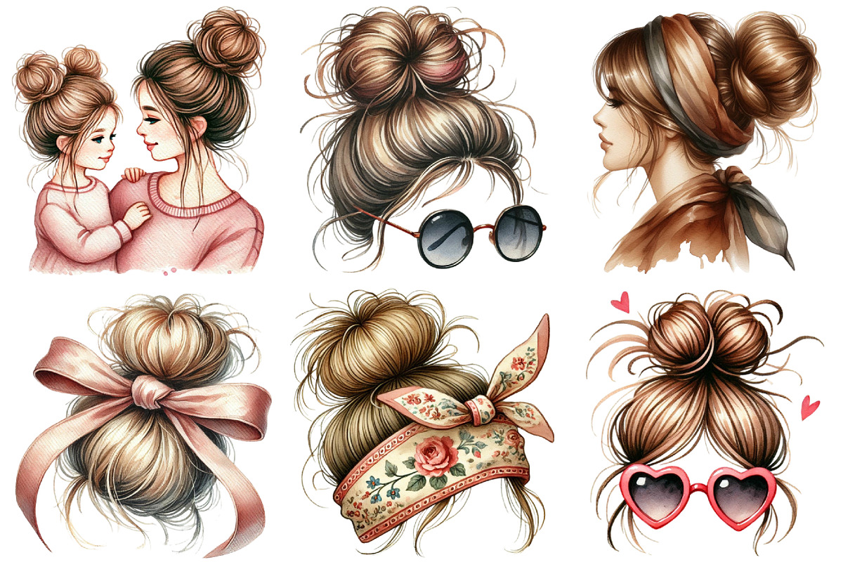 Mothers Day Messy Bun Clipart, an Illustration by Sublimation Artist (Photo 2 of 6)