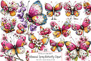 Whimsical Spring Butterfly Clipart, an Illustration by OK Design (Thumbnail 1 of 6)