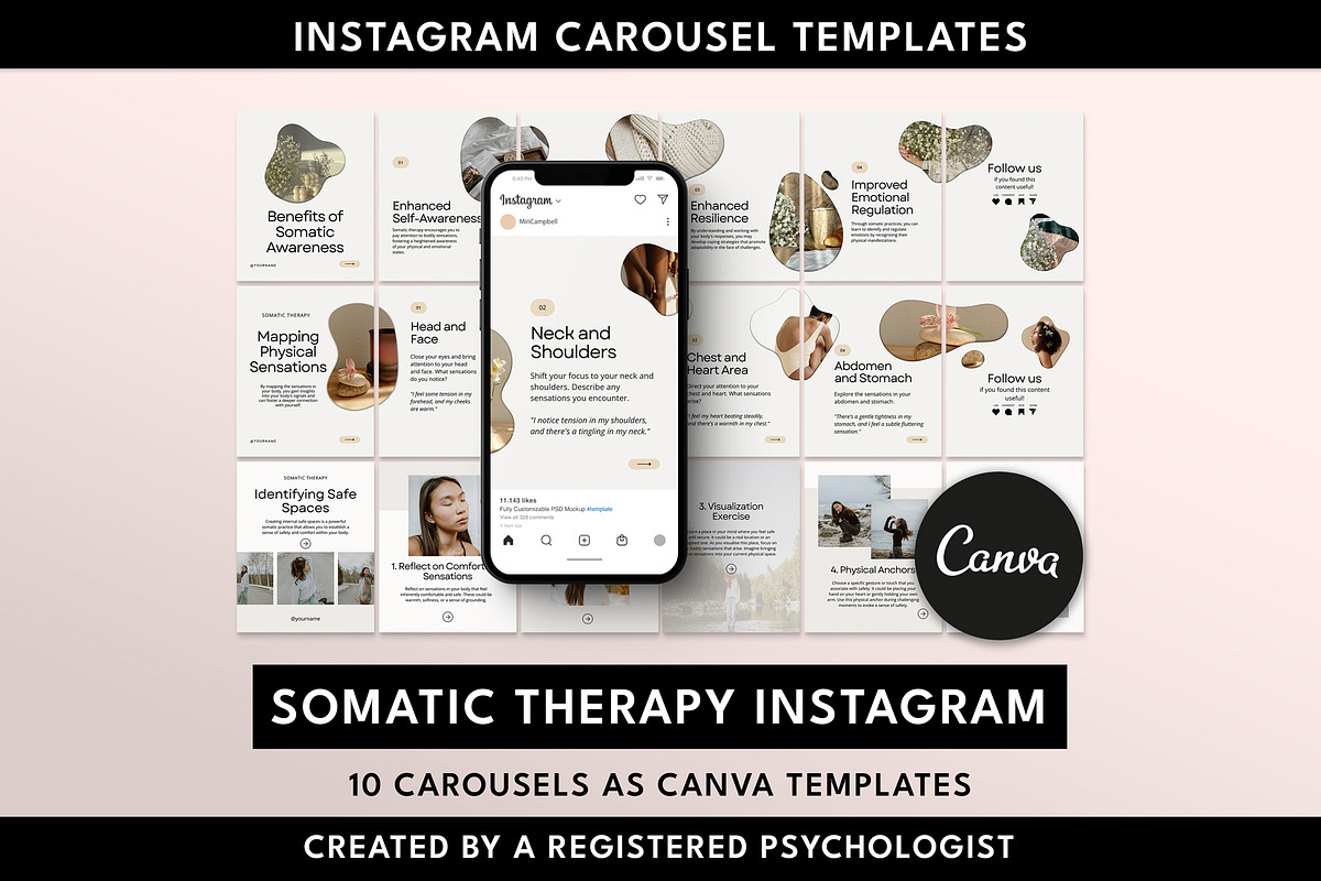 Somatic Therapy Instagram Canva, a Templates & Theme by Miri Campbell (Photo 1 of 9)