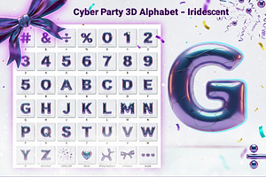 Cyber Party 3D Alphabet –Iridescent, an Illustration by 3d_model_tifotizi