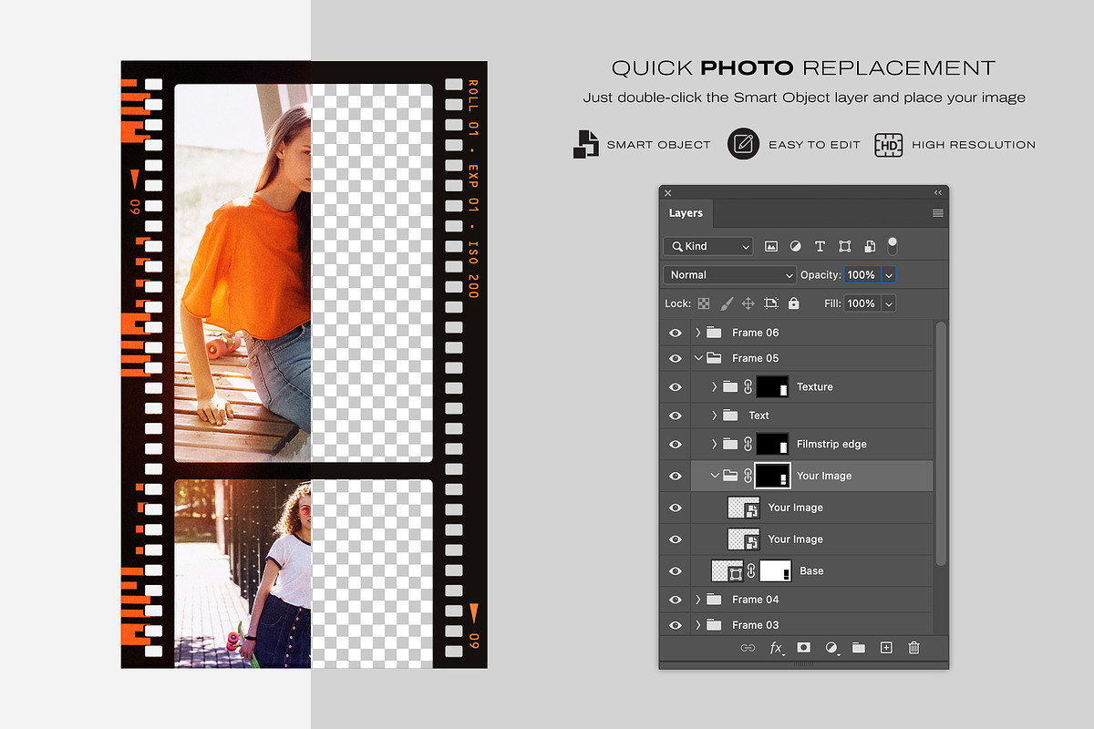 Analog Film Strip Frame Template Set, a Mockup by DesignerCandies (Photo 4 of 13)