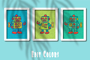 Retro Toy Robots Clipart & Posters, an Object Graphic by Blynn Pippen (Thumbnail 23 of 23)