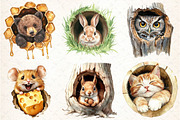 Funny Animals in Hole Clipart Bundle, an Illustration by DreamCafeArt (Thumbnail 2 of 8)