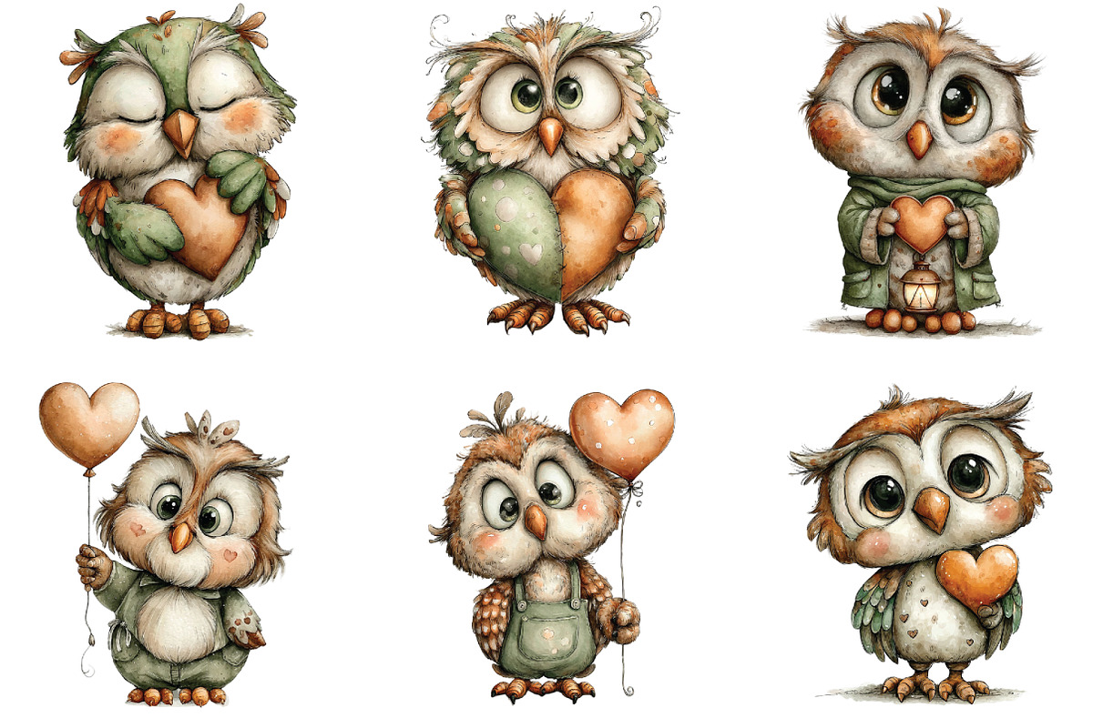 Whimsical Kawaii Valentine Owl PNG, an Illustration by CraftArtStudio (Photo 3 of 6)