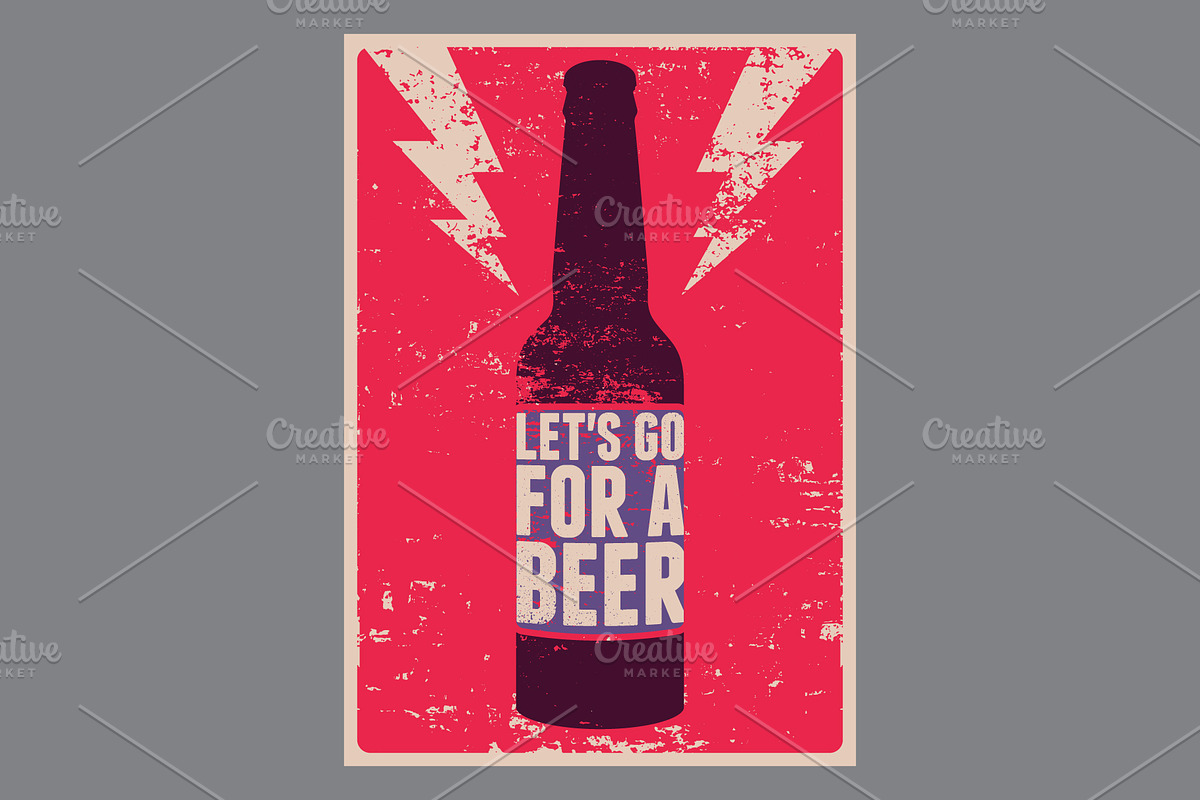 Beer grunge vector poster set., a Food Illustration by PoPaShop (Photo 4 of 9)