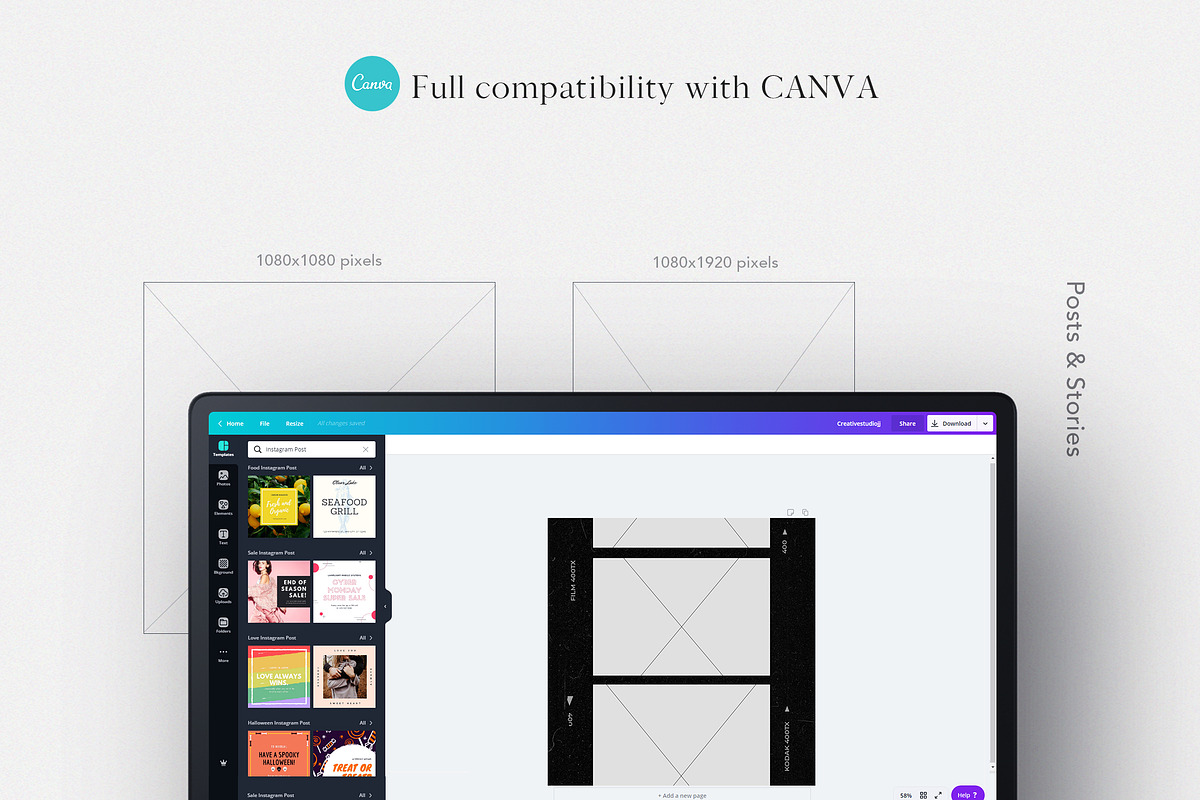 CANVA & PS / 120 Film Frames, a Social Media Template by Simple có (Photo 6 of 17)