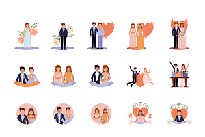 Wedding Couple Illustration Set, a Templates & Theme by studiogstock