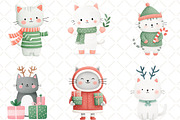 Christmas Cat Clipart, an Illustration by Black Bird Studio (Thumbnail 3 of 6)