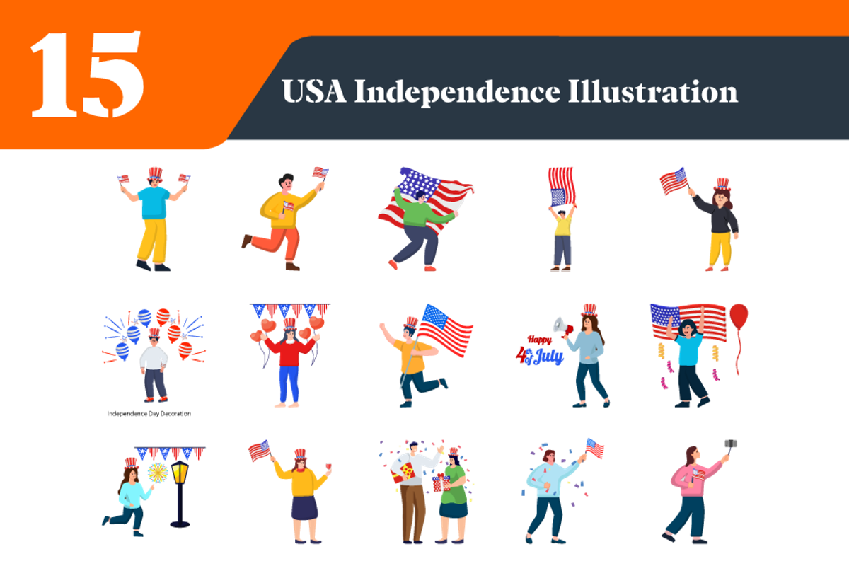 USA Independence Day Illustrations, a Person Illustration by EllaMaiyaali (Photo 3 of 3)
