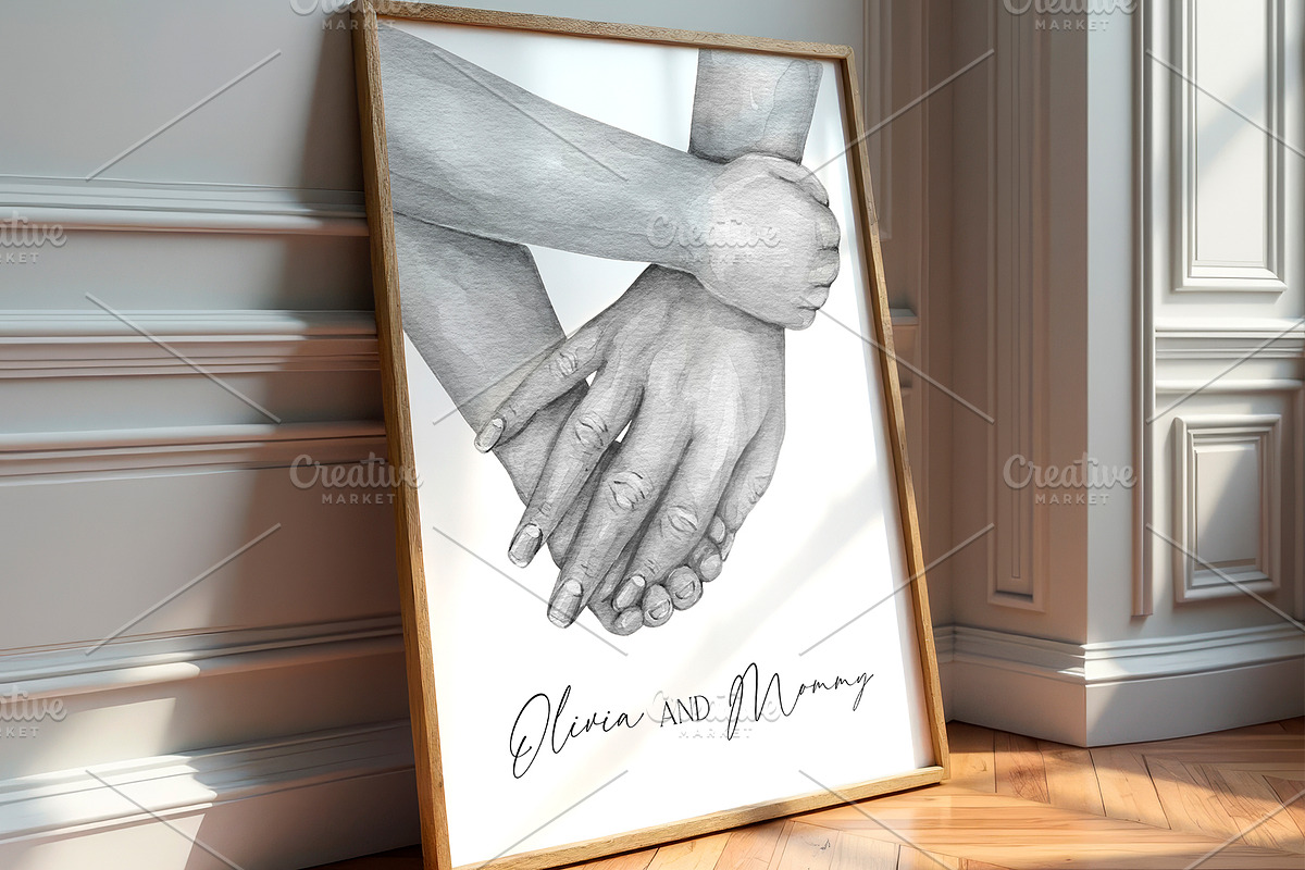 Watercolor Mommy & Baby Hands Print, an Illustration by EkaterinaViArt (Photo 5 of 5)