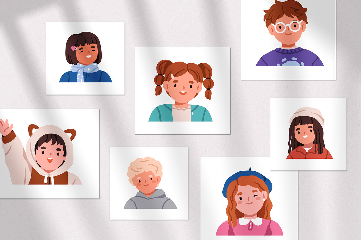 Happy kids. Cute boys and girls set, a Person Illustration by Good Studio (Photo 10 of 10)