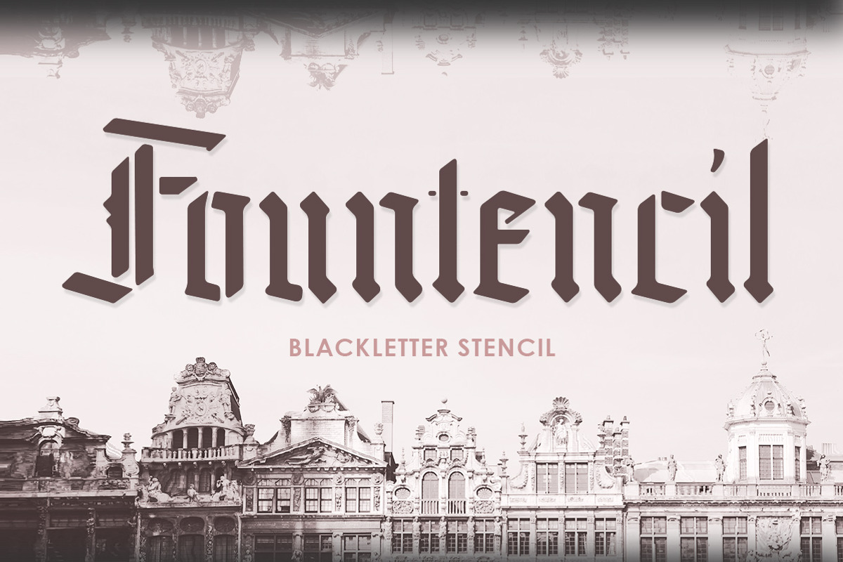 Fountencil - Blackletter Stencil, a Blackletter Font by Letterhend Studio (Photo 1 of 9)