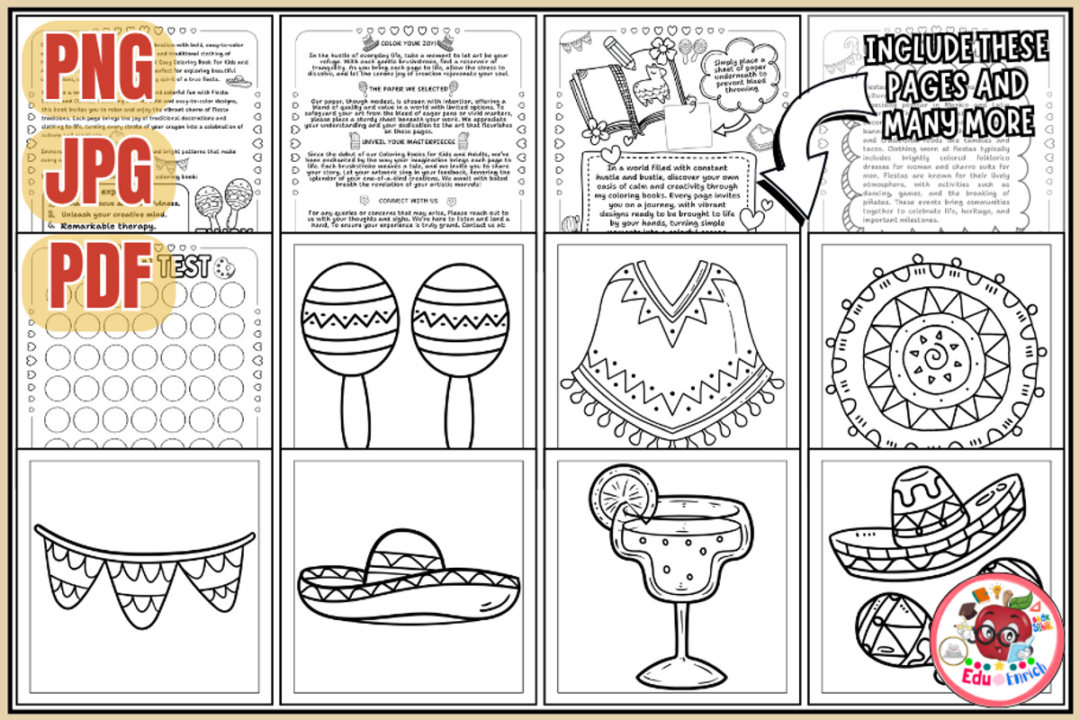 Cozy Fiesta Bold&Easy Coloring Pages, a Seasonal Illustration by EduEnrich (Photo 2 of 3)