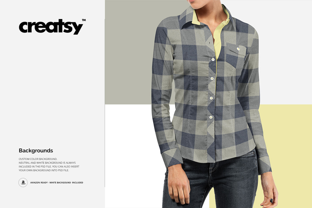 Women Dress Shirt Mockup Set, a Shirt Mockup by Creatsy (Photo 7 of 9)