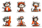 Funny Summer Kitten Watercolor, a Seasonal Illustration by CreationArt (Thumbnail 4 of 4)