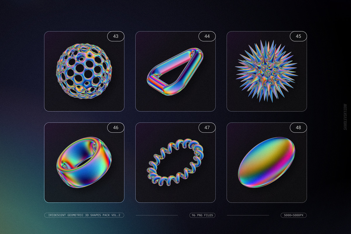 Iridescent Geometric 3D Shapes vol.2, an Object Graphic by Samolevsky (Photo 11 of 23)