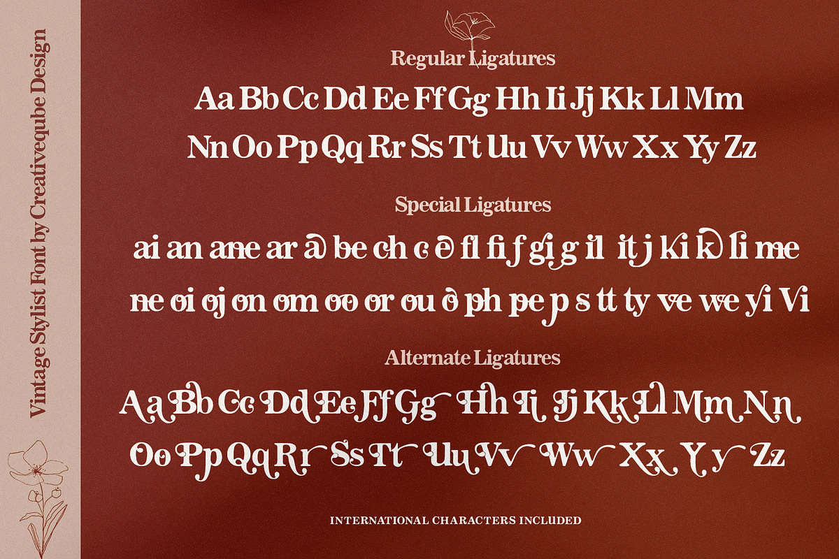 Vintage Stylist Font + Florals, a Serif Font by Creativeqube Design (Photo 16 of 18)