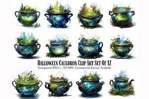 Halloween Cauldron Clipart Set Of 12