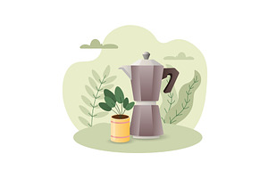 Moka Pot Illustration. Coffeemaker