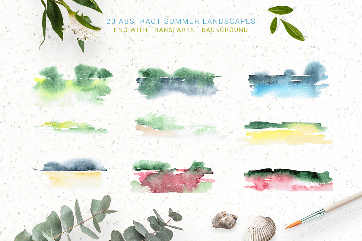 Watercolor abstract landscape bundle, a Seasonal Illustration by LeriaArt watercolor (Photo 20 of 23)